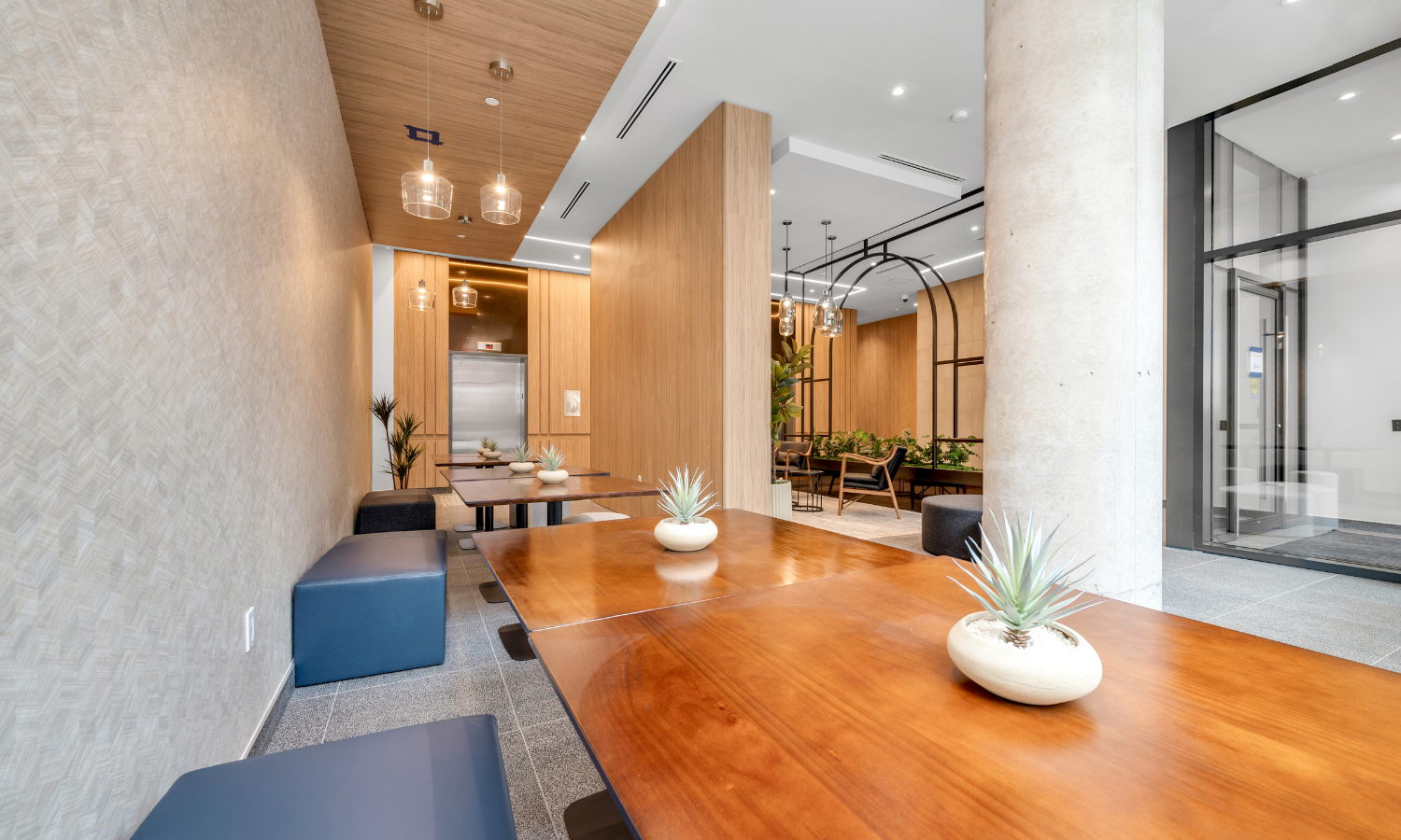 Co-working space in the lobby at 88 Beechwood. Rent with Minto Apartments.